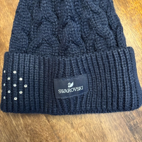 Navy Hat | Toque | Beanie with Swarovski Crystals - Picture 2 of 3